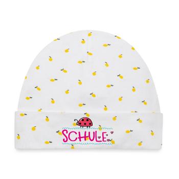 Schule  mit Glück - Baby Premium Organic Mütze - Weiß/Zitronengelb - Vorne