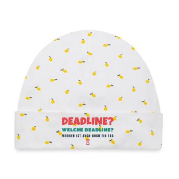 Deadline? Welche Deadline? - Büro Spruch - Baby Premium Organic Mütze - Weiß/Zitronengelb - Vorne