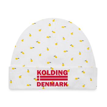 Kolding-Dänemark-Flaggen-Grafik - Baby Premium Organic Mütze - Weiß/Zitronengelb - Vorne