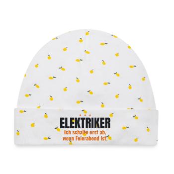 Elektriker Shirt – Ich schalte bei Feierabend ab - Baby Premium Organic Mütze - Weiß/Zitronengelb - Vorne