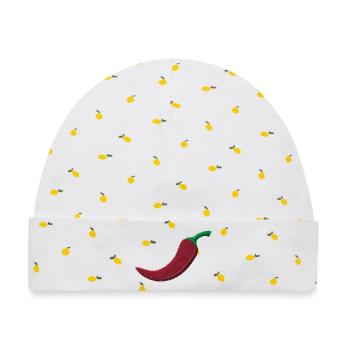 Chili bestickt - Baby Premium Organic Mütze - Weiß/Zitronengelb - Vorne