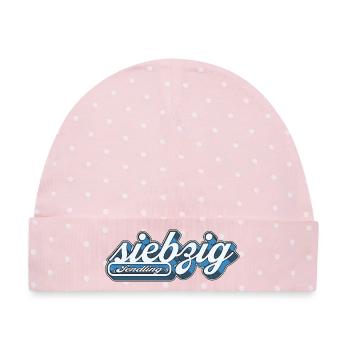 Sendling siebzig Retro München089 Minga 089  - Baby Premium Organic Mütze - Rosa/Weiße Punkte - Vorne