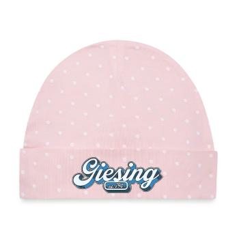 Giesing est. 790 Retro Giasing München Minga 089 - Baby Premium Organic Mütze - Rosa/Weiße Punkte - Vorne