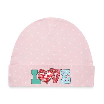 Playful Love Heart Western Romance  - Baby Premium Organic Mütze - Rosa/Weiße Punkte - Vorne