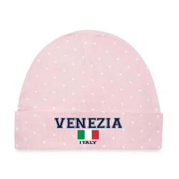 Venedig, Venezia - Baby Premium Organic Mütze - Rosa/Weiße Punkte - Vorne