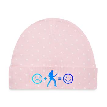 Geschenkidee für den Gitarristen mit Gitarrenspiel - Baby Premium Organic Mütze - Rosa/Weiße Punkte - Vorne