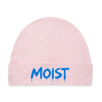 Moist Graffiti Blau Tropfen - Baby Premium Organic Mütze - Rosa/Weiße Punkte - Vorne