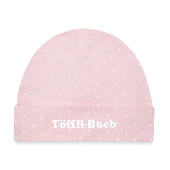 Toeffli Bueb - Baby Premium Organic Mütze - Rosa/Weiße Punkte - Vorne