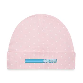 Maennername Arthur - Baby Premium Organic Mütze - Rosa/Weiße Punkte - Vorne