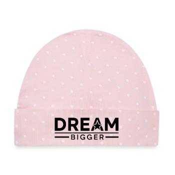 Inspirierender Traum Größeres Typografie-Design - Baby Premium Organic Mütze - Rosa/Weiße Punkte - Vorne