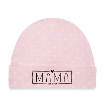 Mama 2027 - Baby Premium Organic Mütze - Rosa/Weiße Punkte - Vorne