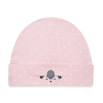 Verkehrsflugzeug Frontansicht - Baby Premium Organic Mütze - Rosa/Weiße Punkte - Vorne