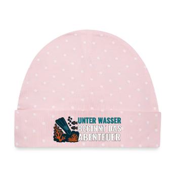 Tauchen Unter Wasser beginnt das Abenteuer. - Baby Premium Organic Mütze - Rosa/Weiße Punkte - Vorne