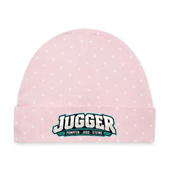 Jugger Logo Retro Neon Stil - Baby Premium Organic Mütze - Rosa/Weiße Punkte - Vorne