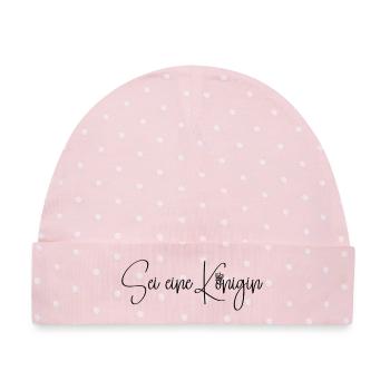 Sei eine Königin - Baby Premium Organic Mütze - Rosa/Weiße Punkte - Vorne
