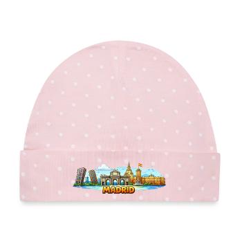 Madrid Skyline Stadt - Baby Premium Organic Mütze - Rosa/Weiße Punkte - Vorne