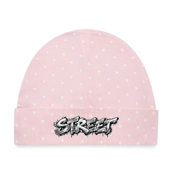 STREET Chrome Graffiti: Silver Street Art Classic - Baby Premium Organic Mütze - Rosa/Weiße Punkte - Vorne
