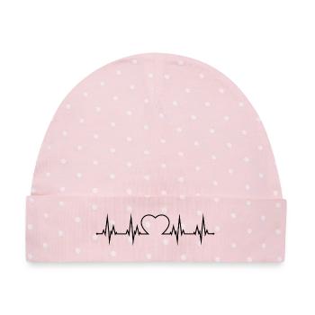 Herzschlag EKG - Baby Premium Organic Mütze - Rosa/Weiße Punkte - Vorne