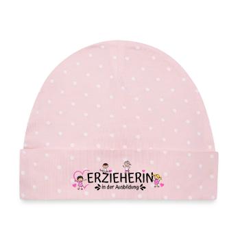 Erzieherin in der Ausbildung  - Baby Premium Organic Mütze - Rosa/Weiße Punkte - Vorne