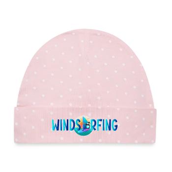Windsurfing Penguin - Baby Premium Organic Mütze - Rosa/Weiße Punkte - Vorne