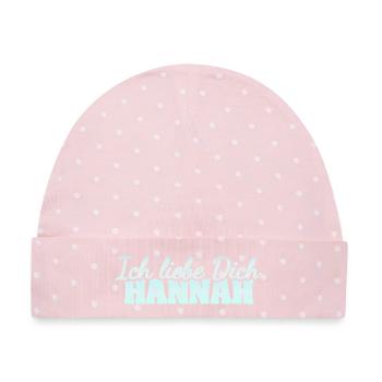 Liebe Han - Baby Premium Organic Mütze - Rosa/Weiße Punkte - Vorne