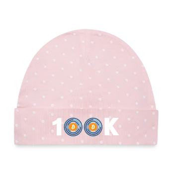 Bitcoin Bitcoin BTC 100k Kryptowährung - Baby Premium Organic Mütze - Rosa/Weiße Punkte - Vorne