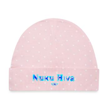 Nuku Hiva (Blaue Lagune) - Baby Premium Organic Mütze - Rosa/Weiße Punkte - Vorne