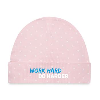 Work hard do harder - Baby Premium Organic Mütze - Rosa/Weiße Punkte - Vorne