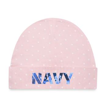 NAVY-Tarnmuster - Baby Premium Organic Mütze - Rosa/Weiße Punkte - Vorne