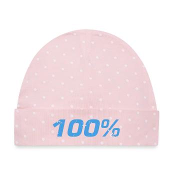 100% - Baby Premium Organic Mütze - Rosa/Weiße Punkte - Vorne