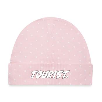 Tourist! – Lustiger Reise Spruch - Baby Premium Organic Mütze - Rosa/Weiße Punkte - Vorne
