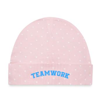 Teamwork - Baby Premium Organic Mütze - Rosa/Weiße Punkte - Vorne