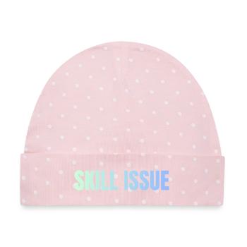 Skill Issue Gradient - Baby Premium Organic Mütze - Rosa/Weiße Punkte - Vorne