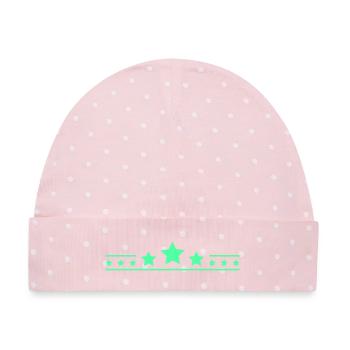 stars- - Baby Premium Organic Mütze - Rosa/Weiße Punkte - Vorne