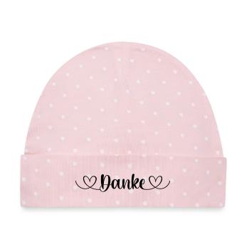 Danke sagen - Dankeschön - Vielen Dank - Danke - Baby Premium Organic Mütze - Rosa/Weiße Punkte - Vorne
