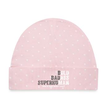 Bold Badass Superhuman - Baby Premium Organic Mütze - Rosa/Weiße Punkte - Vorne