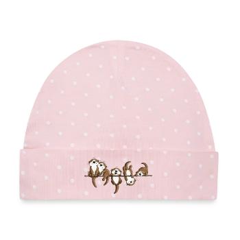 Otter Team Wildtiere Freundschaft Tierhumor - Baby Premium Organic Mütze - Rosa/Weiße Punkte - Vorne