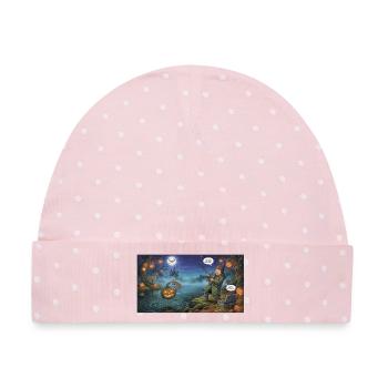 Kürbisangel in Halloween-Nacht - Baby Premium Organic Mütze - Rosa/Weiße Punkte - Vorne