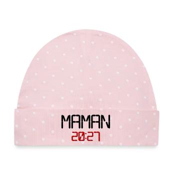 Französische Mama 2027 - Baby Premium Organic Mütze - Rosa/Weiße Punkte - Vorne