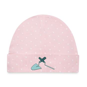 Fugennagel und Kelle, Maurer - Baby Premium Organic Mütze - Rosa/Weiße Punkte - Vorne