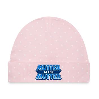 Mutter Aller Mutter Schriftzug Design - Baby Premium Organic Mütze - Rosa/Weiße Punkte - Vorne