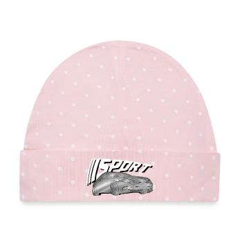 Glänzendes Sportauto Print - Baby Premium Organic Mütze - Rosa/Weiße Punkte - Vorne