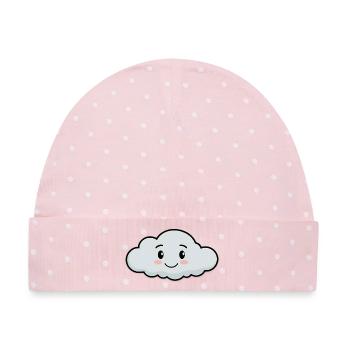 Kuscheliger Wolkenfreund - Baby Premium Organic Mütze - Rosa/Weiße Punkte - Vorne