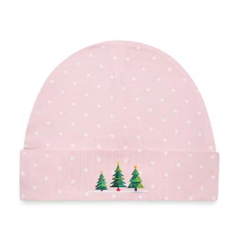 Weihnachtliche Tannen Trio - Baby Premium Organic Mütze - Rosa/Weiße Punkte - Vorne