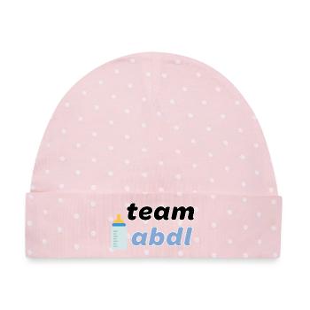 Team ABDL - Baby Premium Organic Mütze - Rosa/Weiße Punkte - Vorne