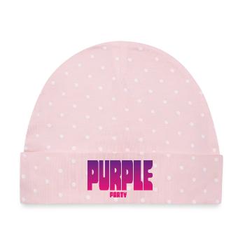 Purple Party Gradient Großbuchstaben - Baby Premium Organic Mütze - Rosa/Weiße Punkte - Vorne