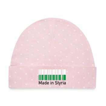 Made in Styria, Steiermark, Steirer - Baby Premium Organic Mütze - Rosa/Weiße Punkte - Vorne