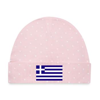 Griechenland National Flagge - Baby Premium Organic Mütze - Rosa/Weiße Punkte - Vorne
