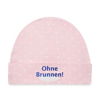 Ohne Brunnen! - Baby Premium Organic Mütze - Rosa/Weiße Punkte - Vorne