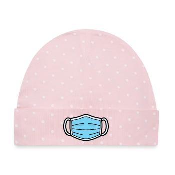 Medizinische Maske | Schutz & Hygiene Symbol - Baby Premium Organic Mütze - Rosa/Weiße Punkte - Vorne